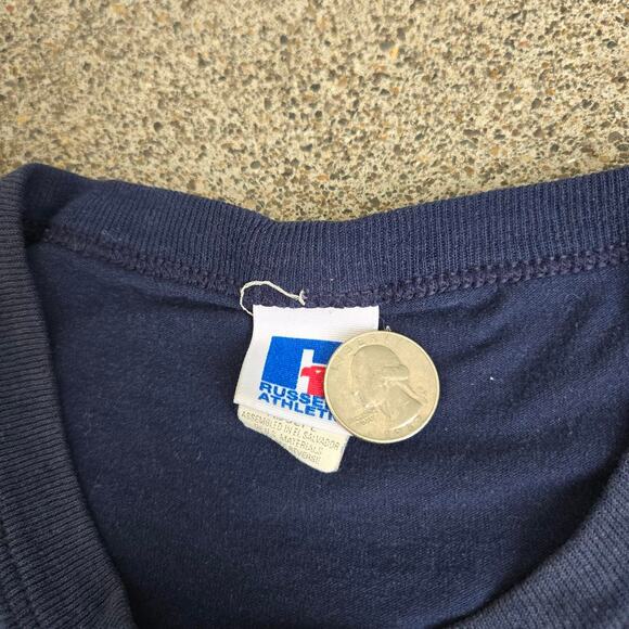 Vtg 90s RUSSELL ATHLETIC Atlanta Braves Logo MLB Baseball Button Up Tee Shirt Lg - Picture 4 of 7